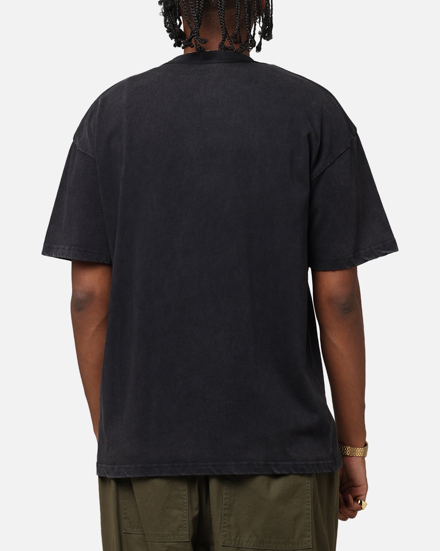 The Anti Order Echo Spray Drop Shoulder T-Shirt - Black Acidwash