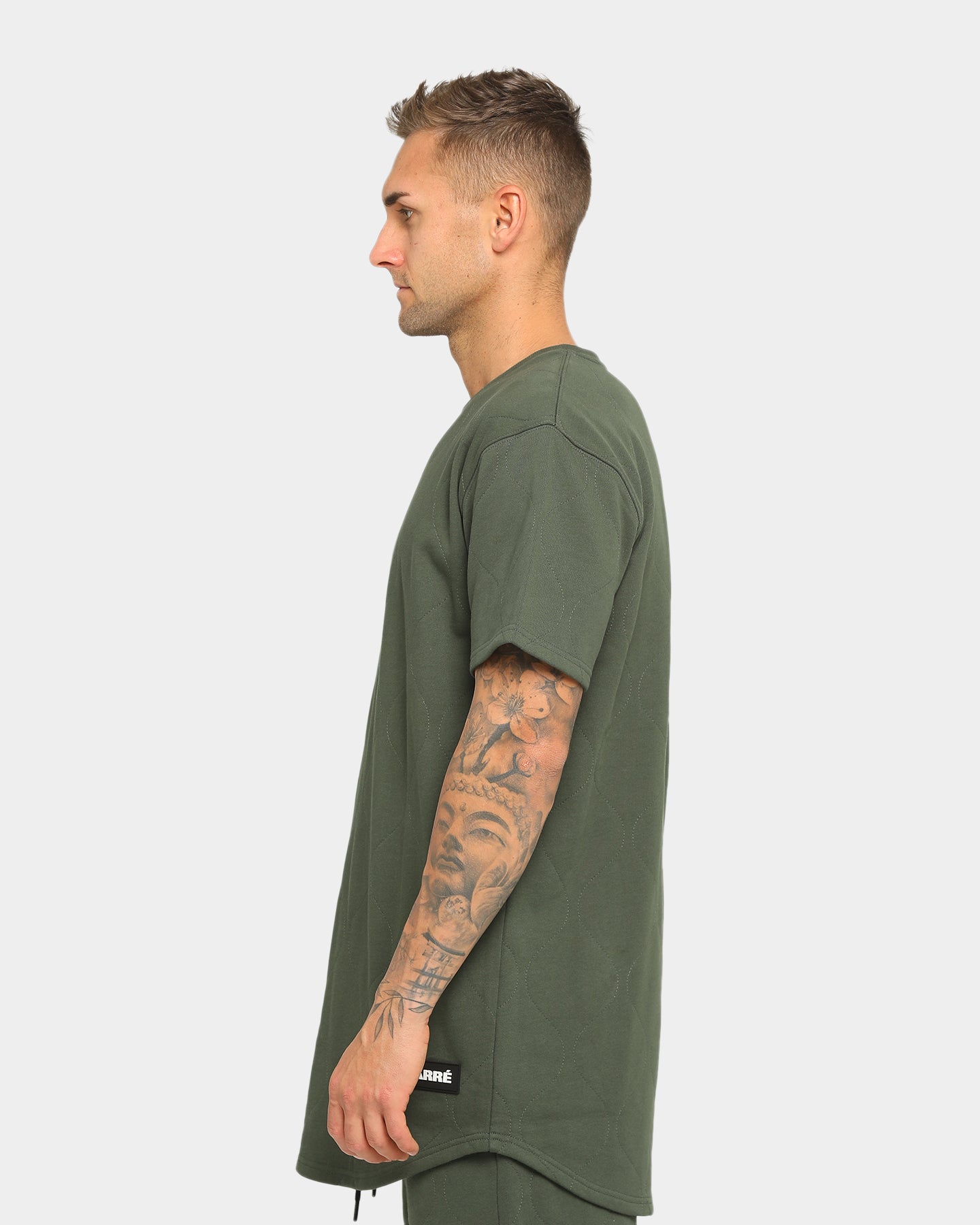 Carré Roadman Quilted Drop Short Sleeve Army Green T-Shirt