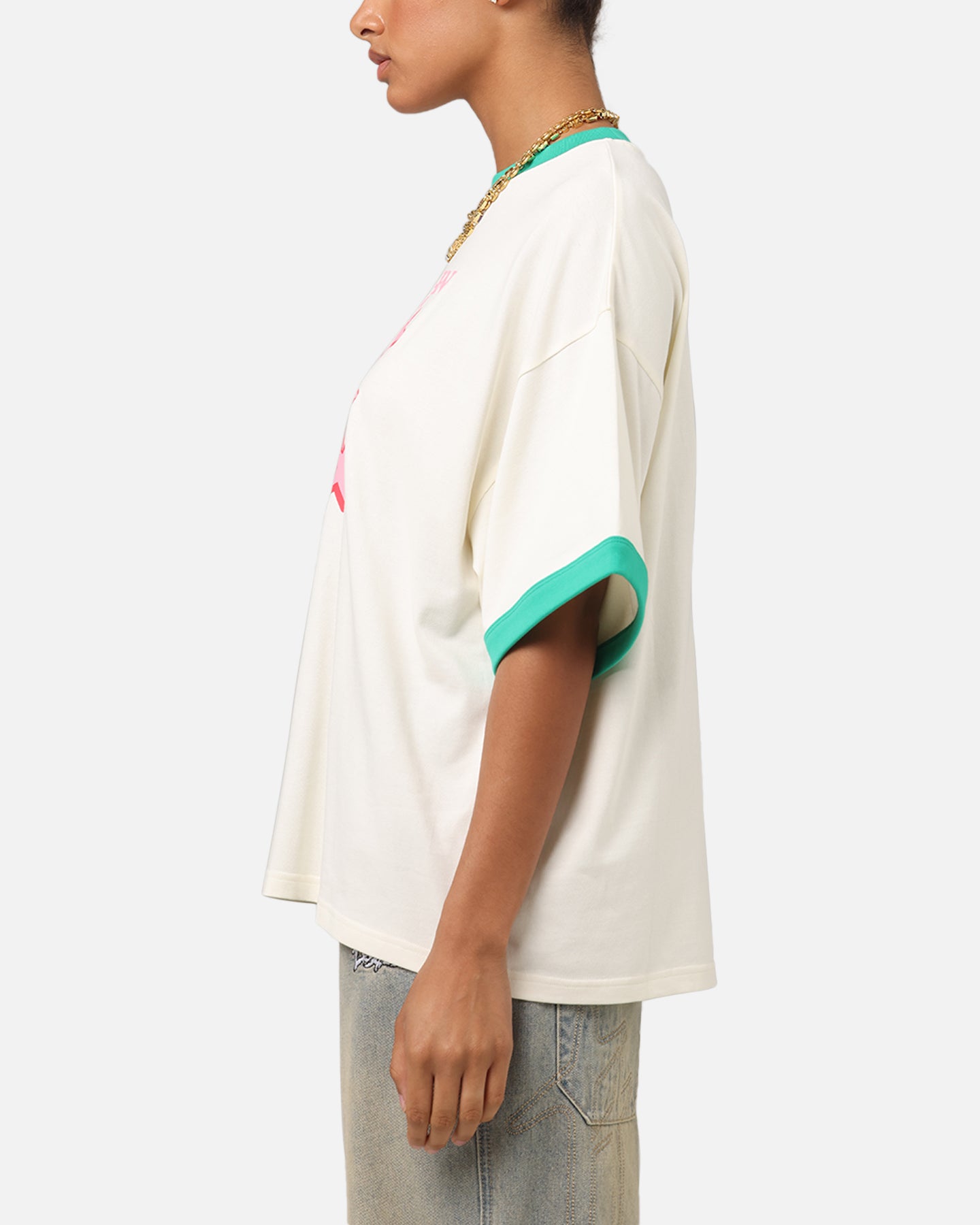 Loiter Western Front Ringer T-Shirt - White/Green - Stand Out in Style