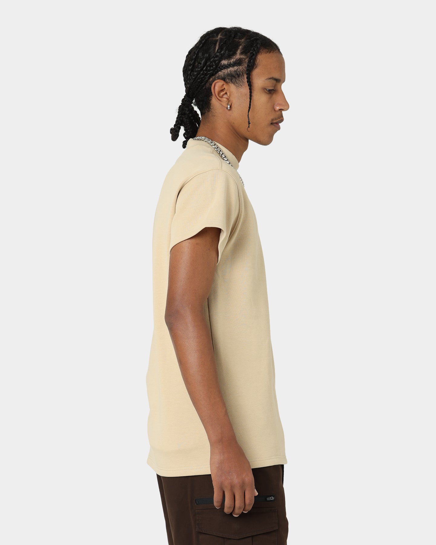 Carré CP Mock Neck T-Shirt in Stone