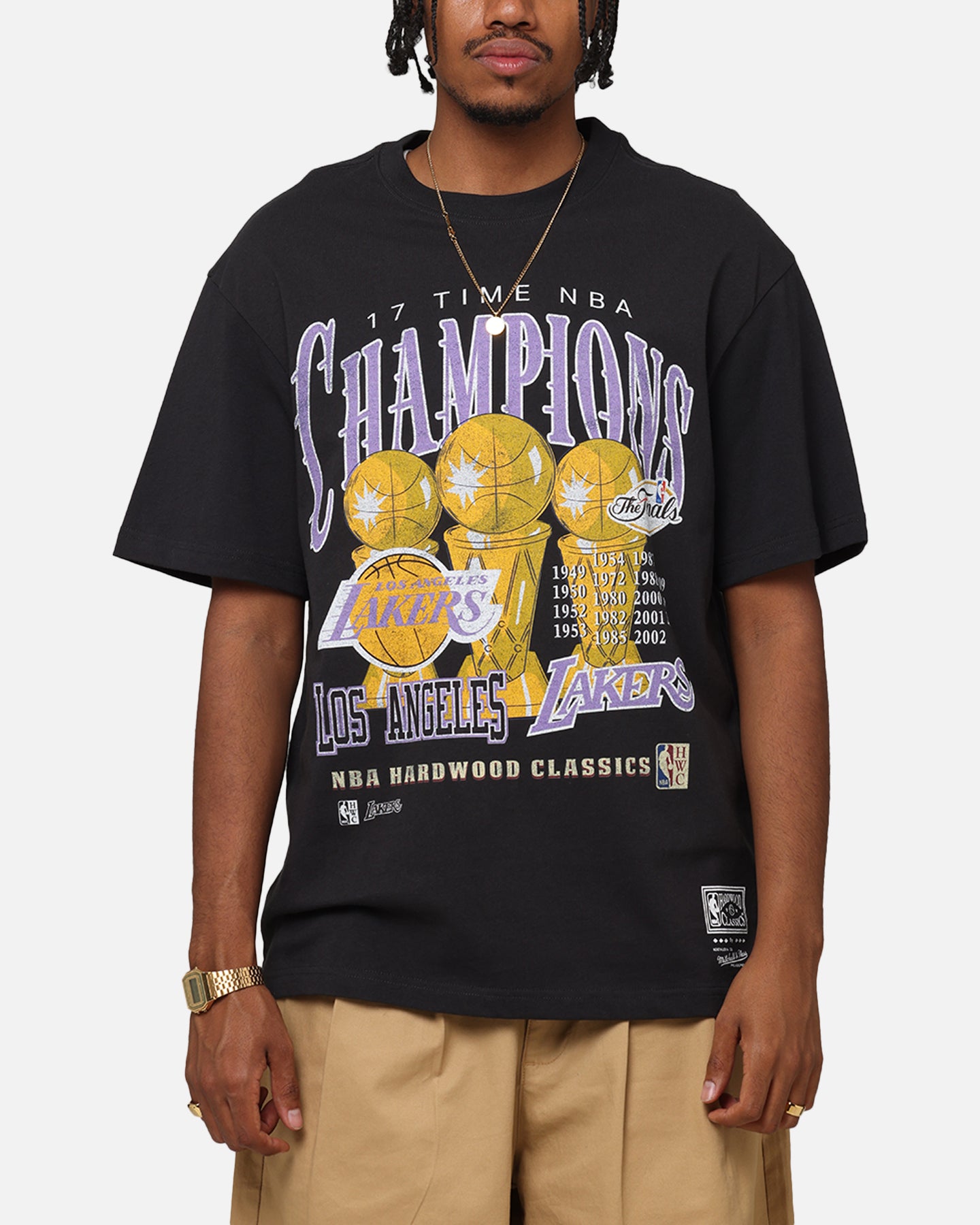 Mitchell & Ness LA Lakers 17-Time Champions T-Shirt - Grey Marle/OTC