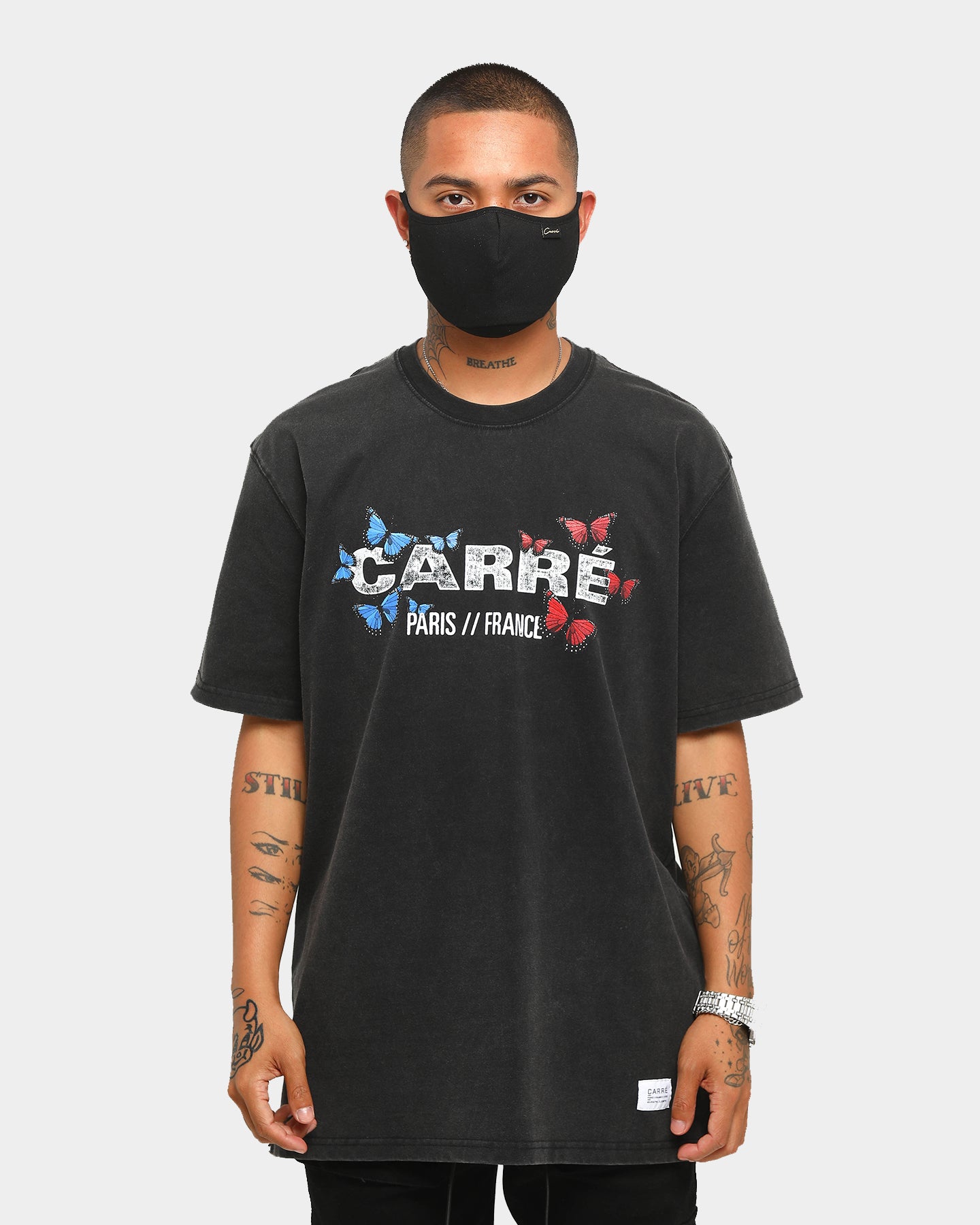 Carré Script Black Face Mask
