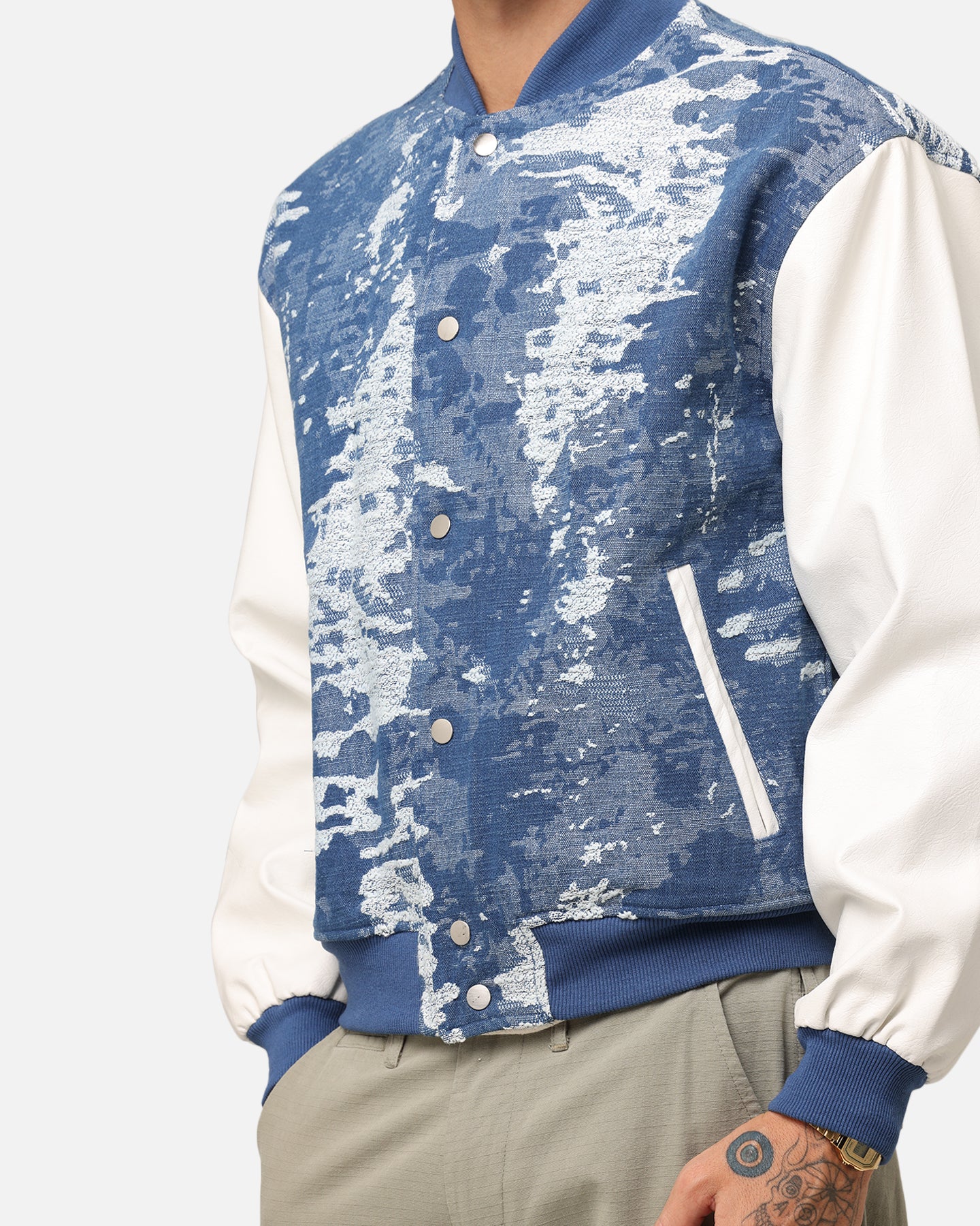 XXIII Textured Varsity Jacket - Blue/White, Your Style Upgrade!
