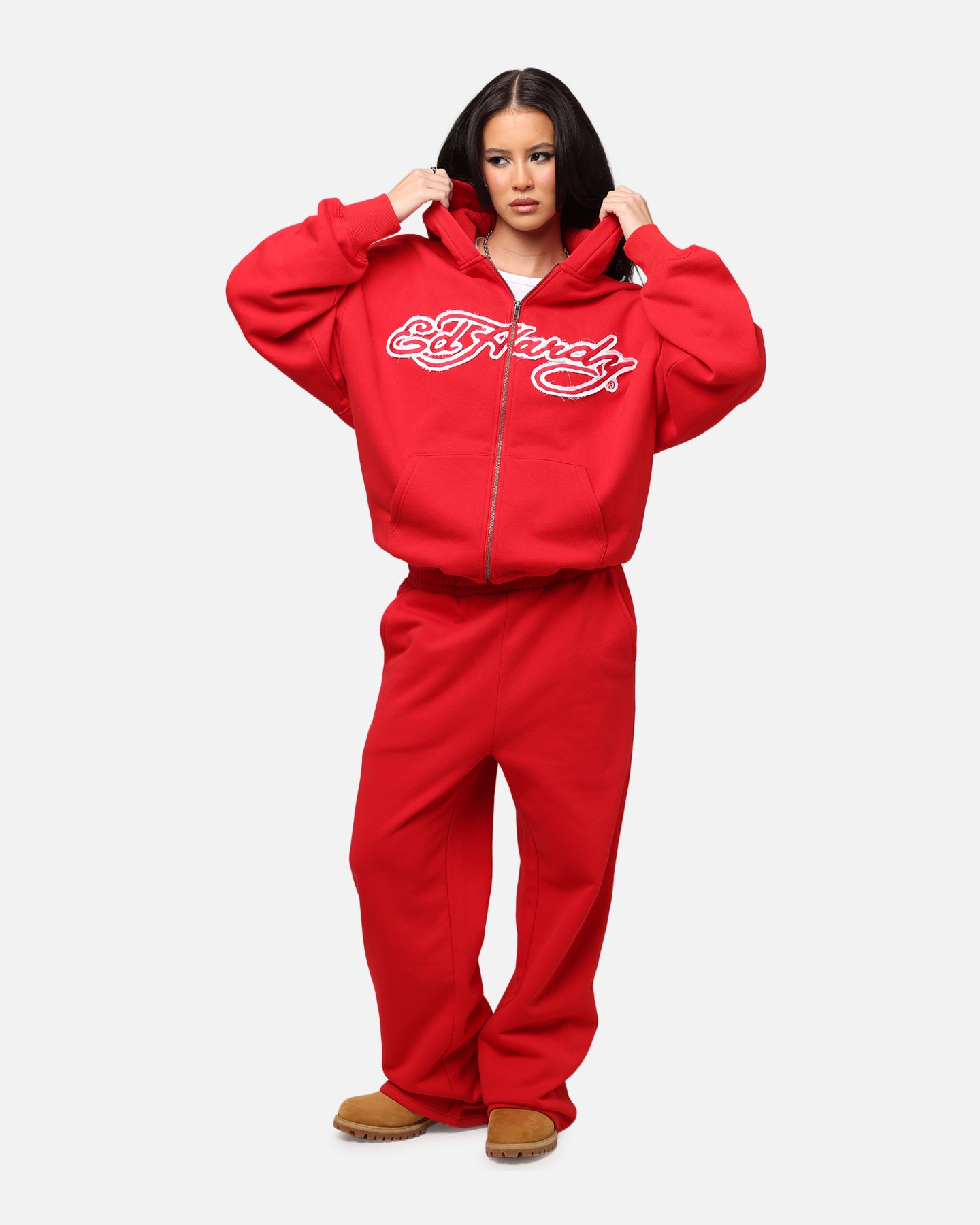 Ed Hardy Women's Red Rose Zip Hoodie - Unleash Your Style