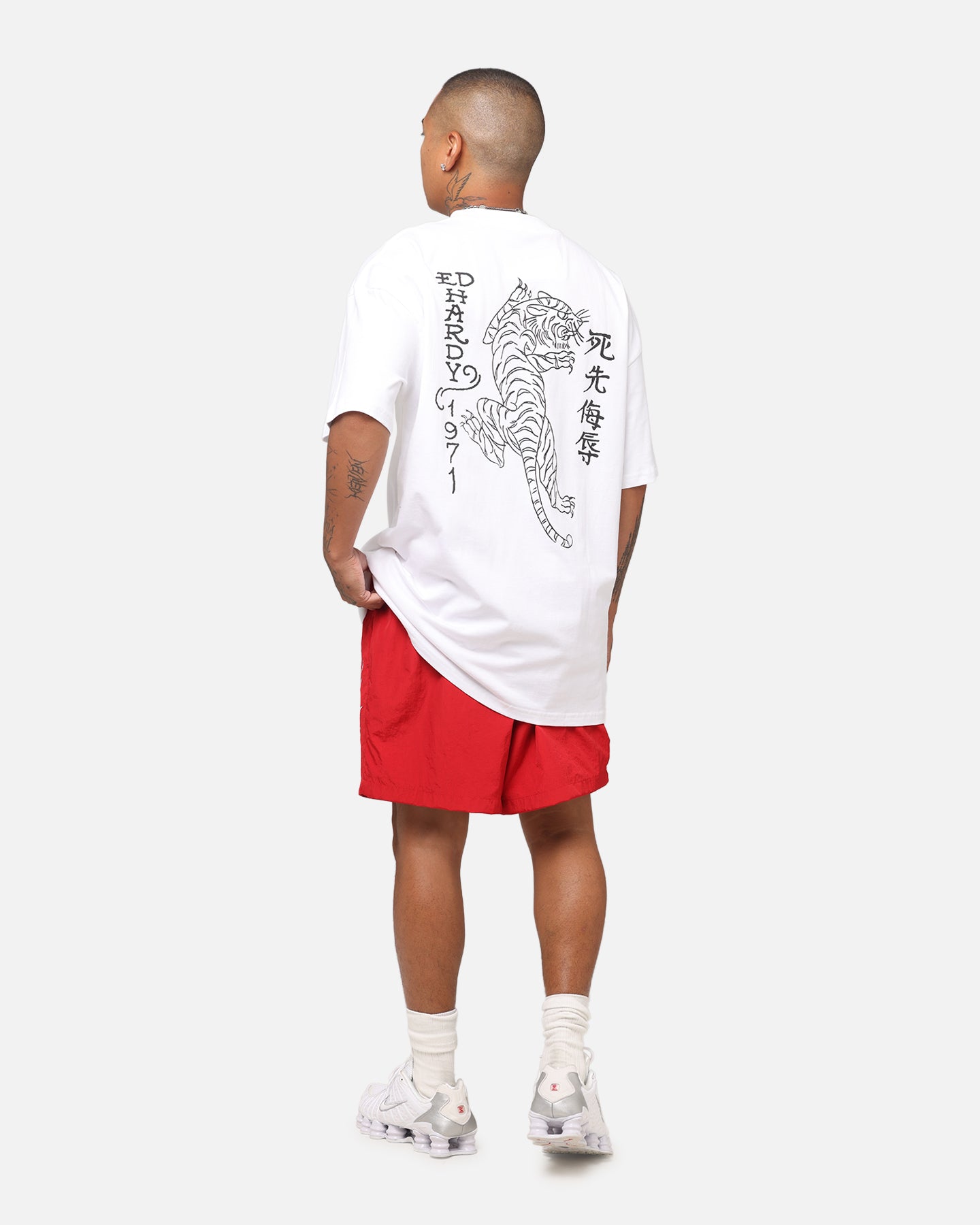 Ed Hardy White Tiger Stamp T-Shirt - Make a Bold Statement