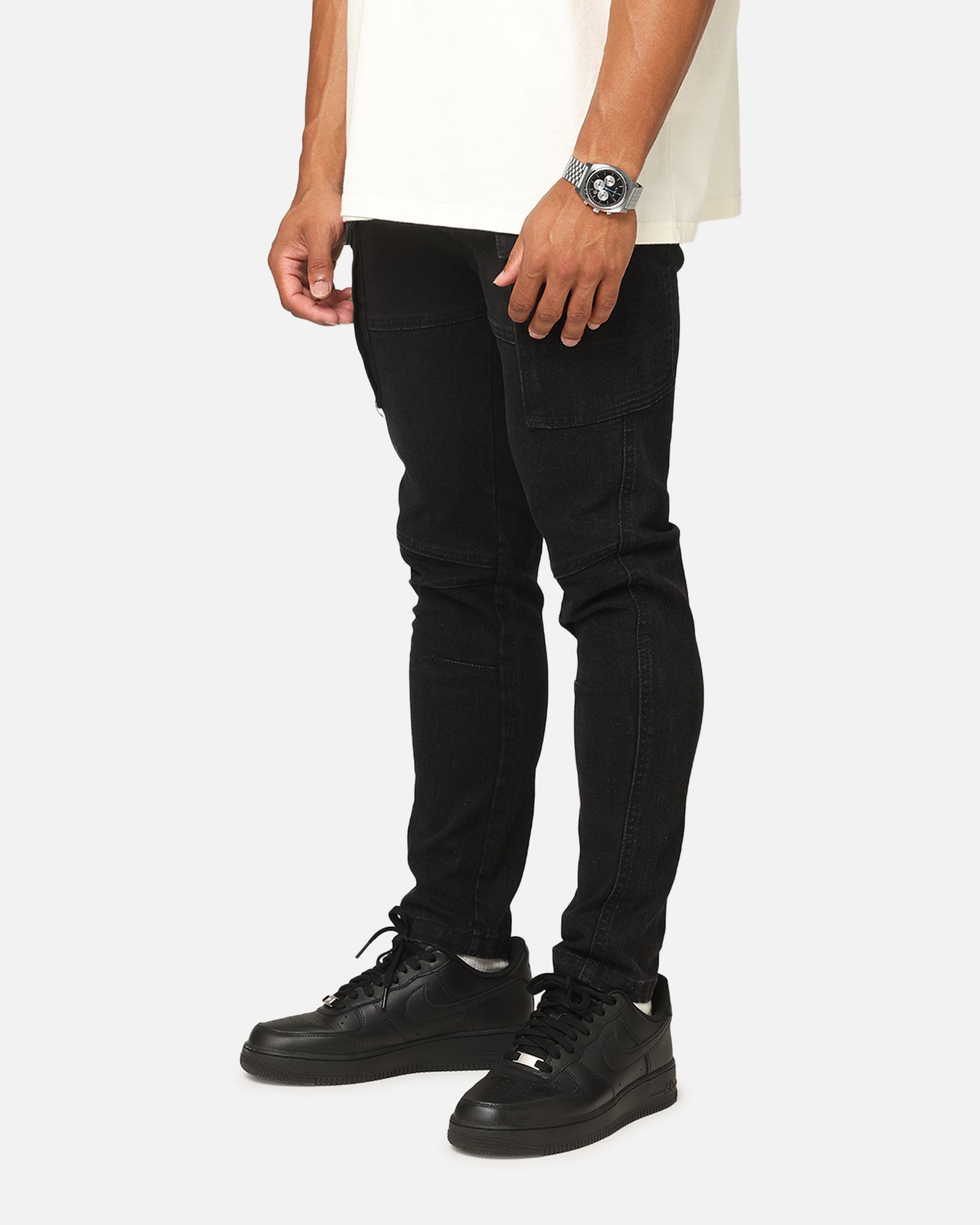 Saint Morta Vintage Black Skinny Cargo Jeans - Elevate Your Style