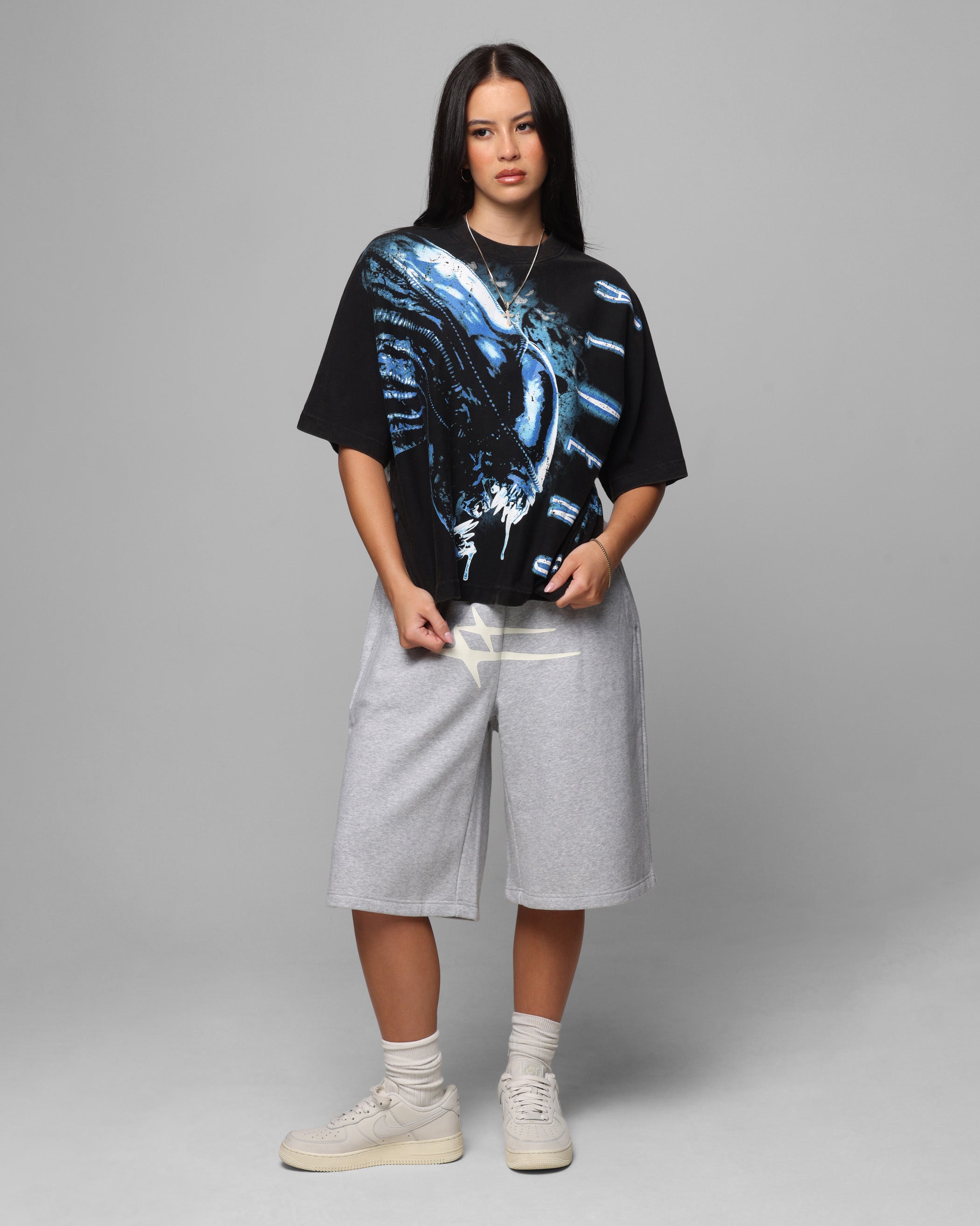 Loiter's Alien It's War Boxy Washed Black T-Shirt - Stand Out in Style