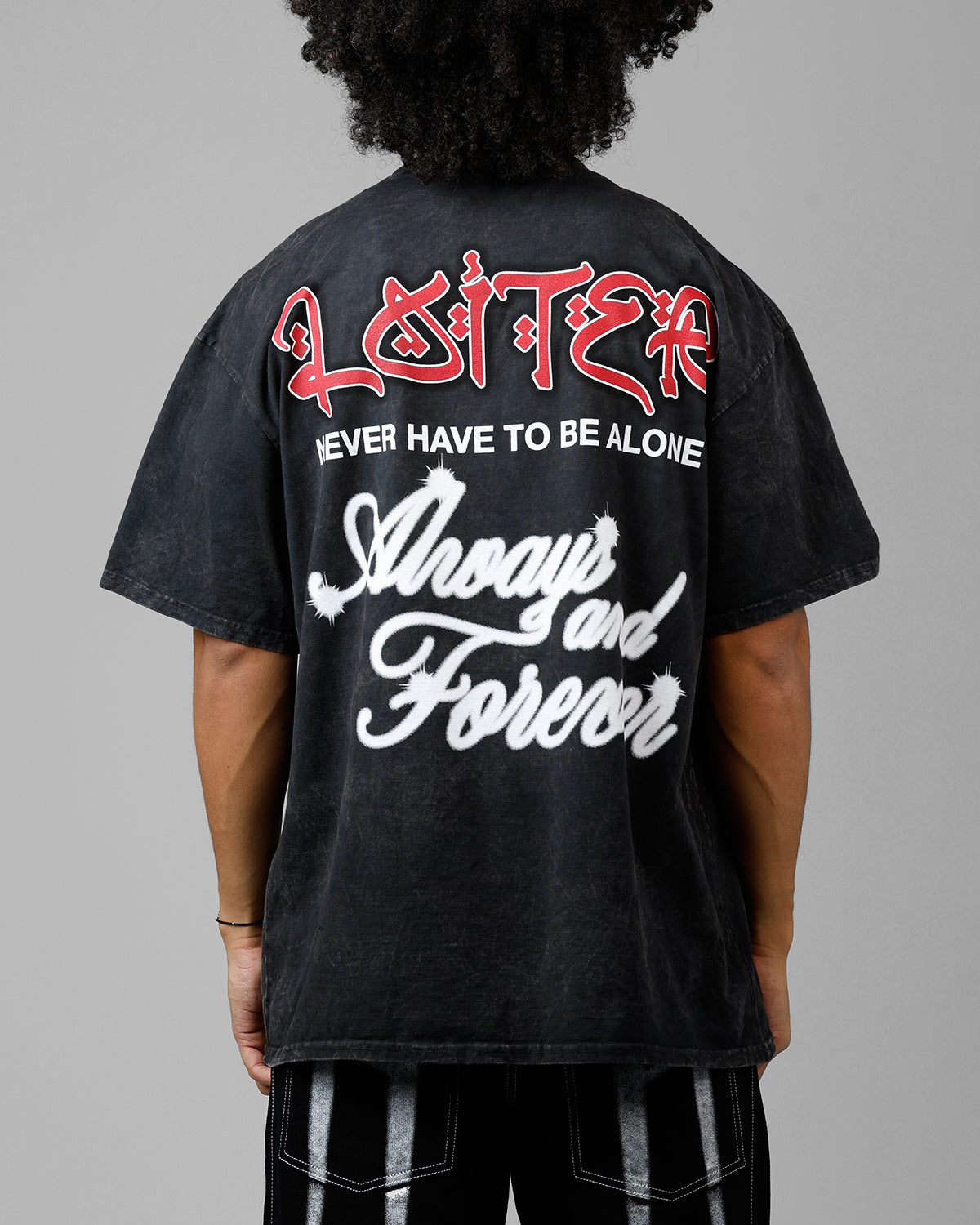Loiter's 'Always And Forever' Black Acidwash T-Shirt - A Must-Have for Trendsetters