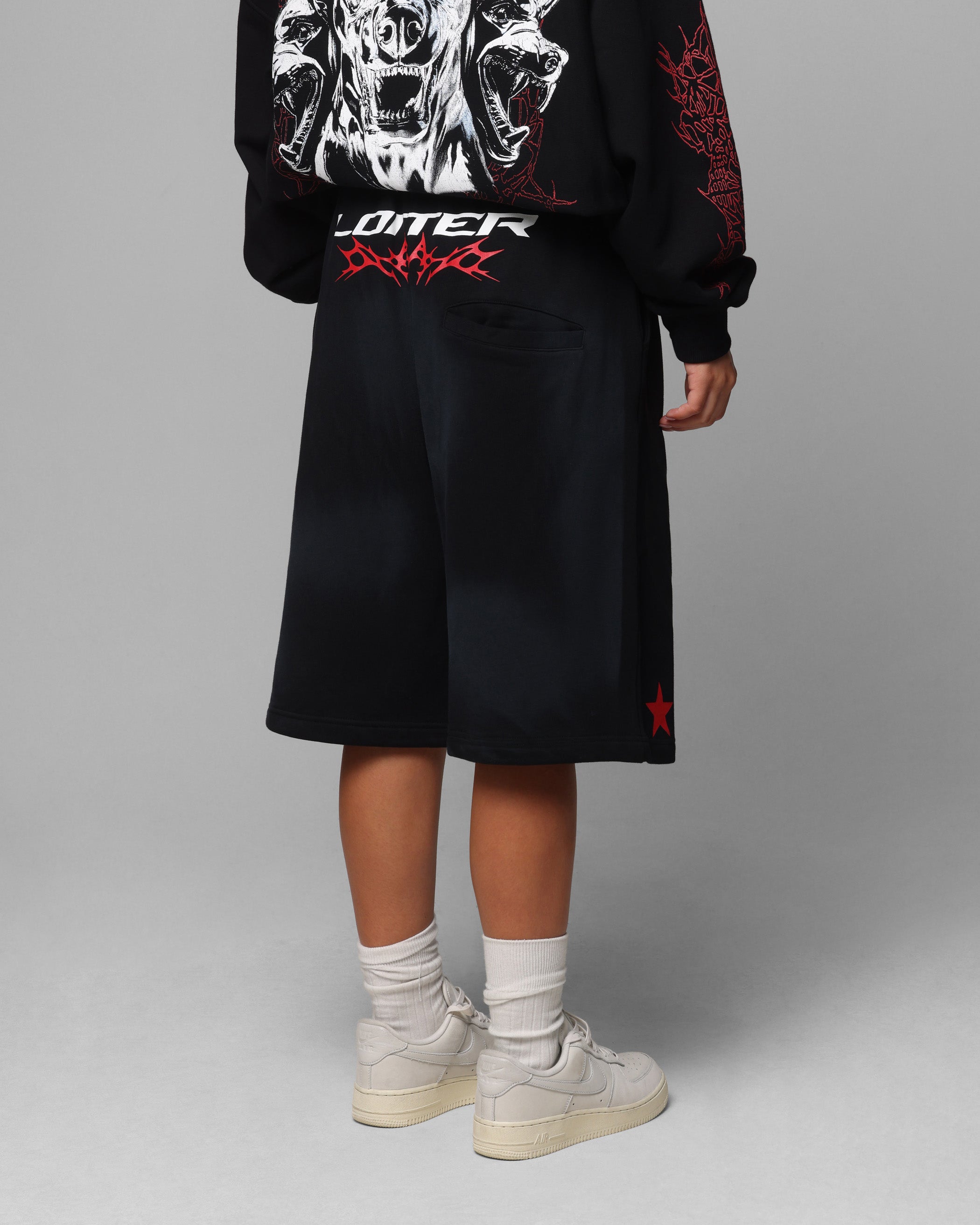 Loiter Trackstar Black Washed Sweat Shorts - A Must-Have for Style Enthusiasts!