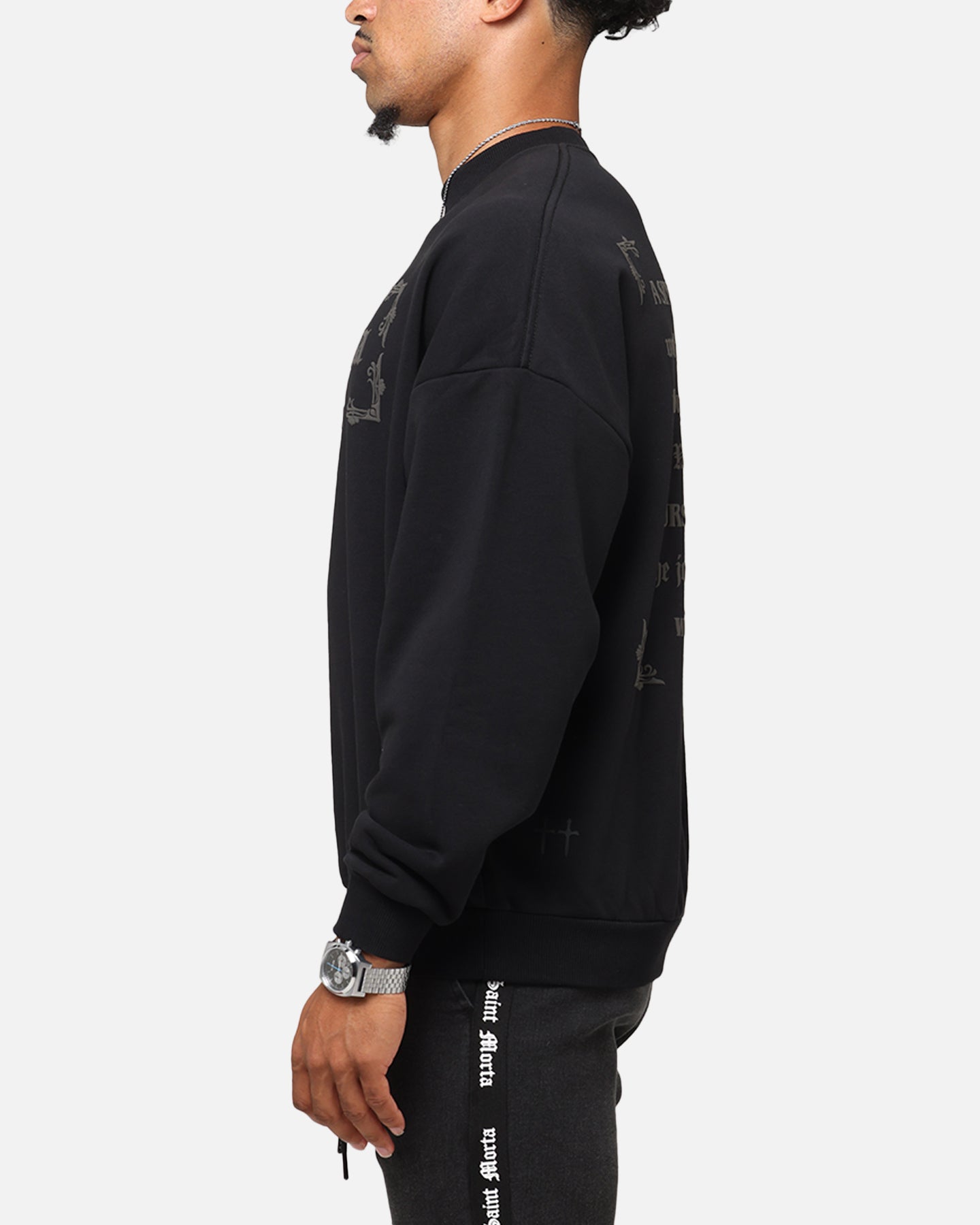 Saint Morta Repentant Heart Black Crewneck - A Must-Have Streetwear Piece