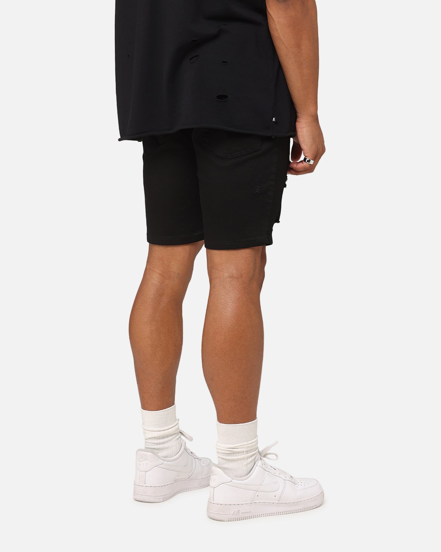 Saint Morta Dynasty Thrash V2 Jet Black Denim Shorts - A Must-Have This Season!