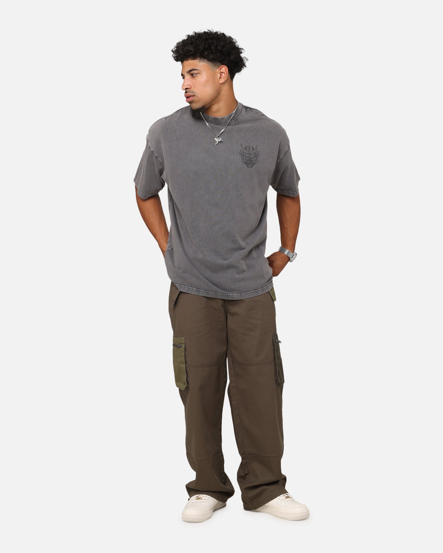 Akuma Mock Neck T-Shirt - Your Casual Style Upgrade in Washed Charcoal
