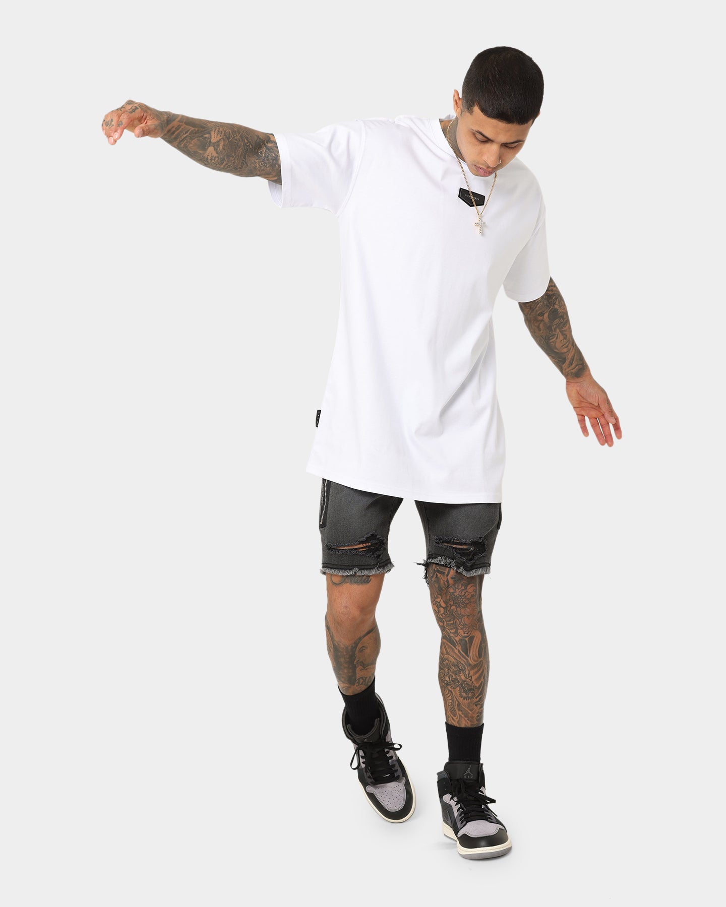Saint Morta Vintage Black Codex Denim Shorts - A Must-Have for Streetwear Enthusiasts!