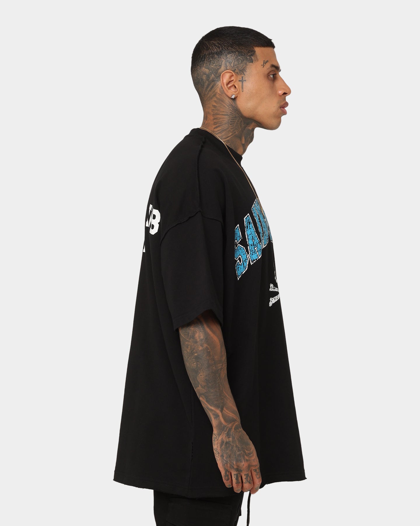 Saint Morta Members Club Boxy T-Shirt: The Hottest Black/Blue Streetwear