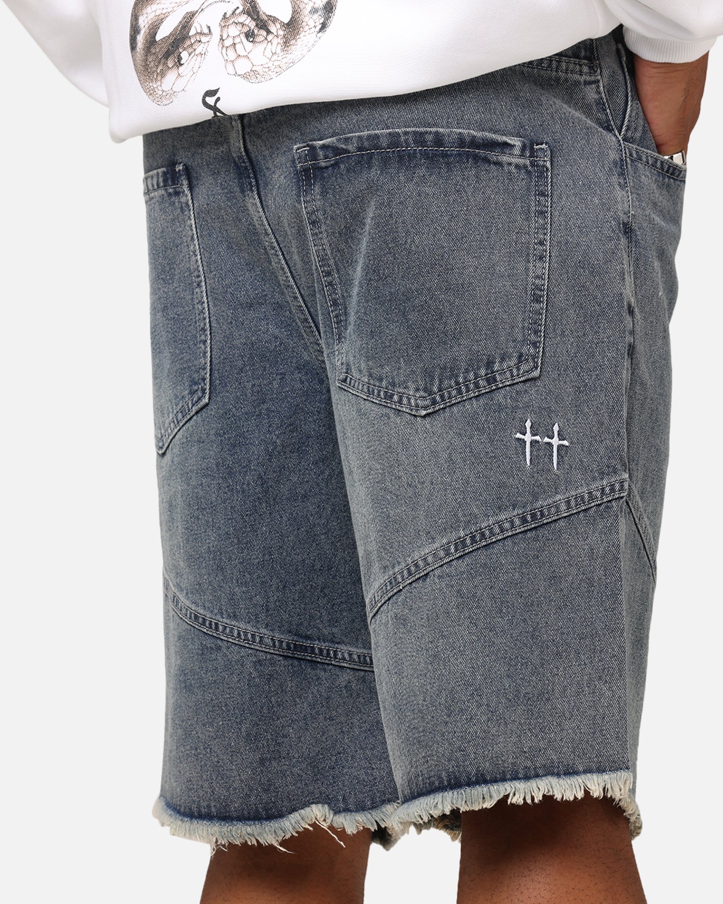 Saint Morta's Stunning Baggy Denim Shorts in Dirty Denim