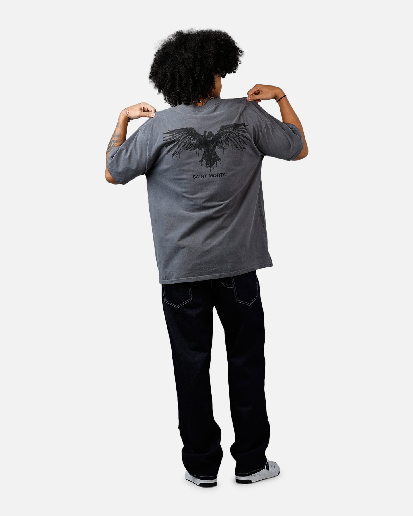 Saint Morta Raven T-Shirt - The Washed Charcoal Essential