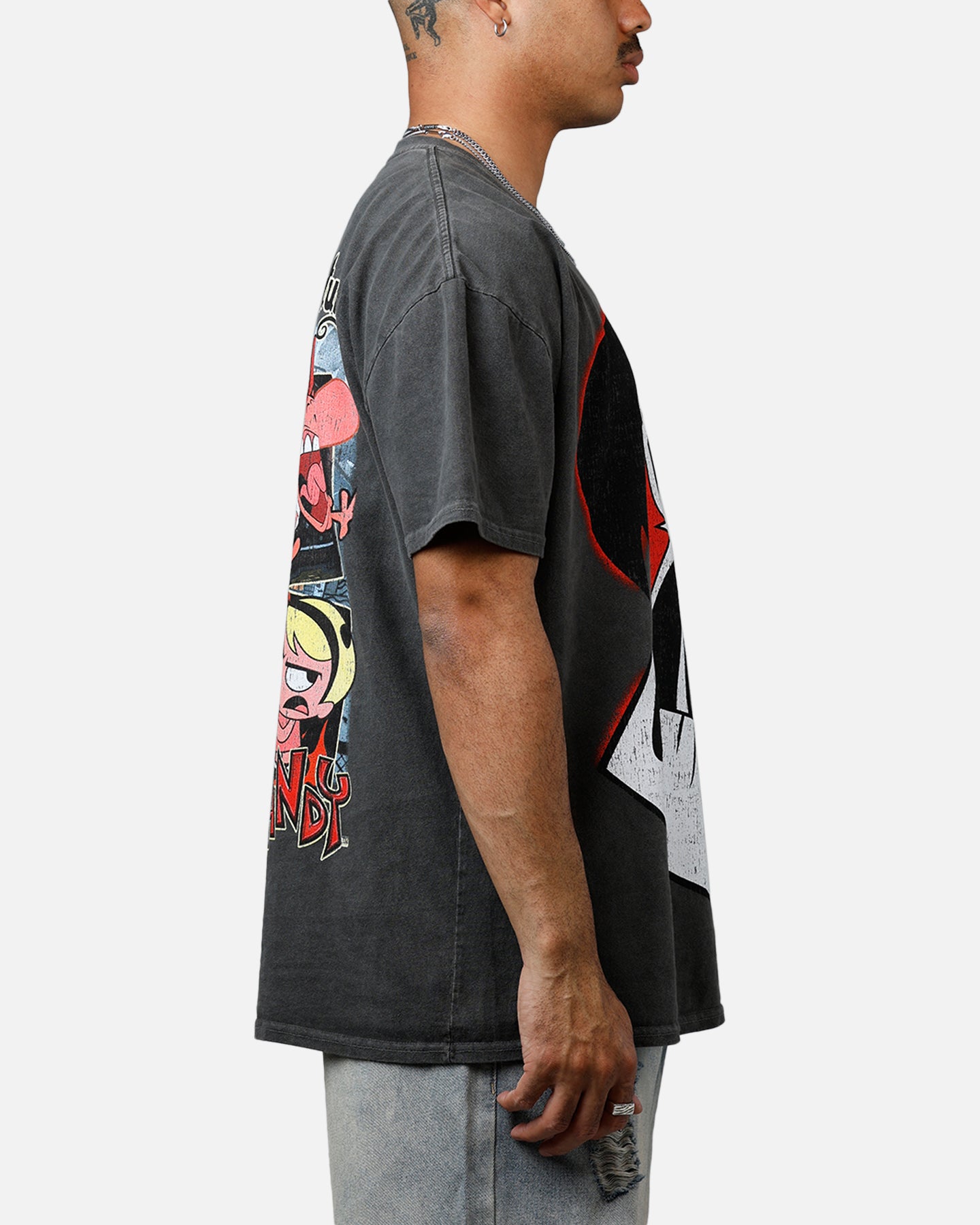 Relive Your Childhood with American Thrift X Cartoon Network Grim Heavyweight Vintage T-Shirt in Black Wash