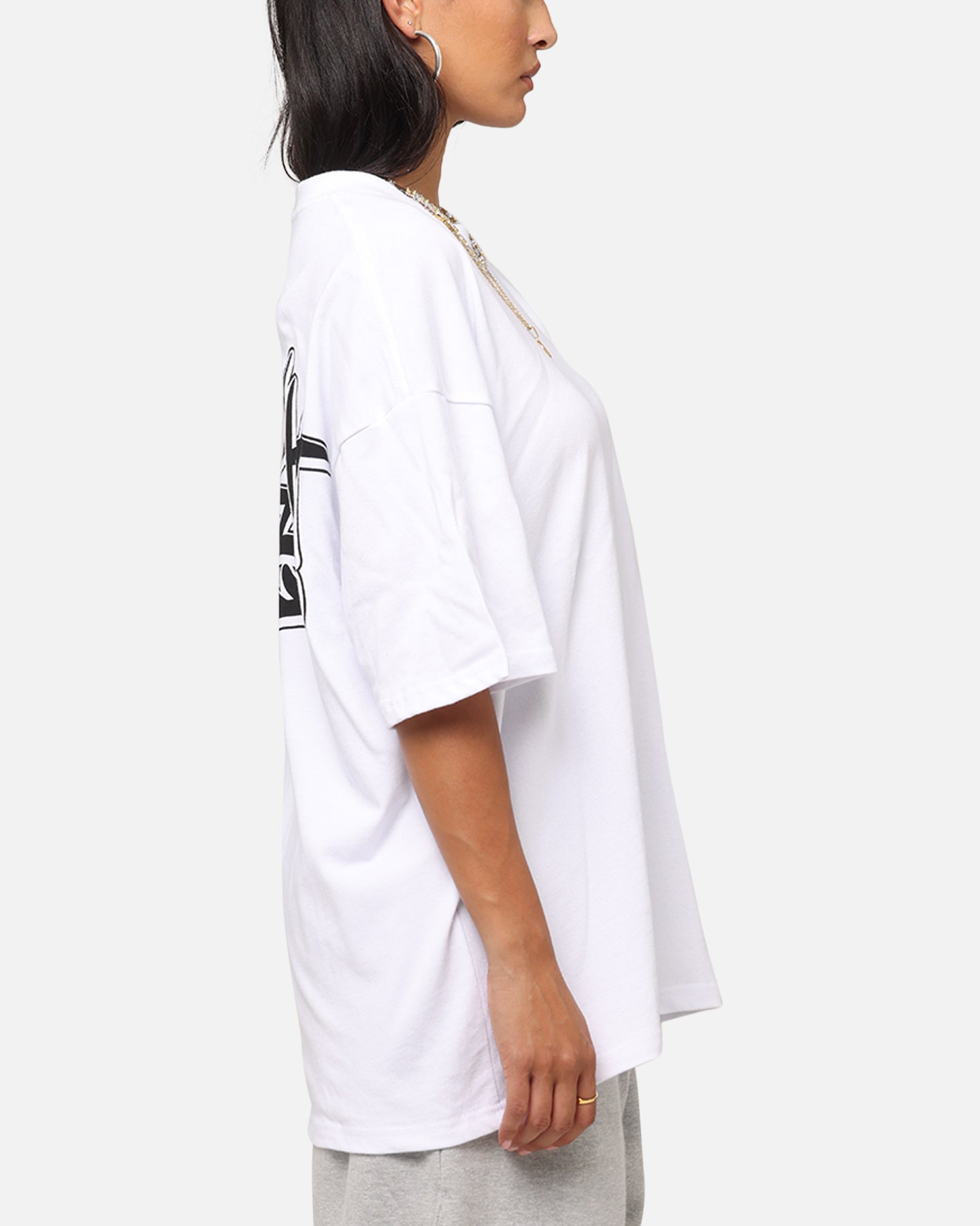 Carre White Drop Shoulder T-Shirt with Tagged Design