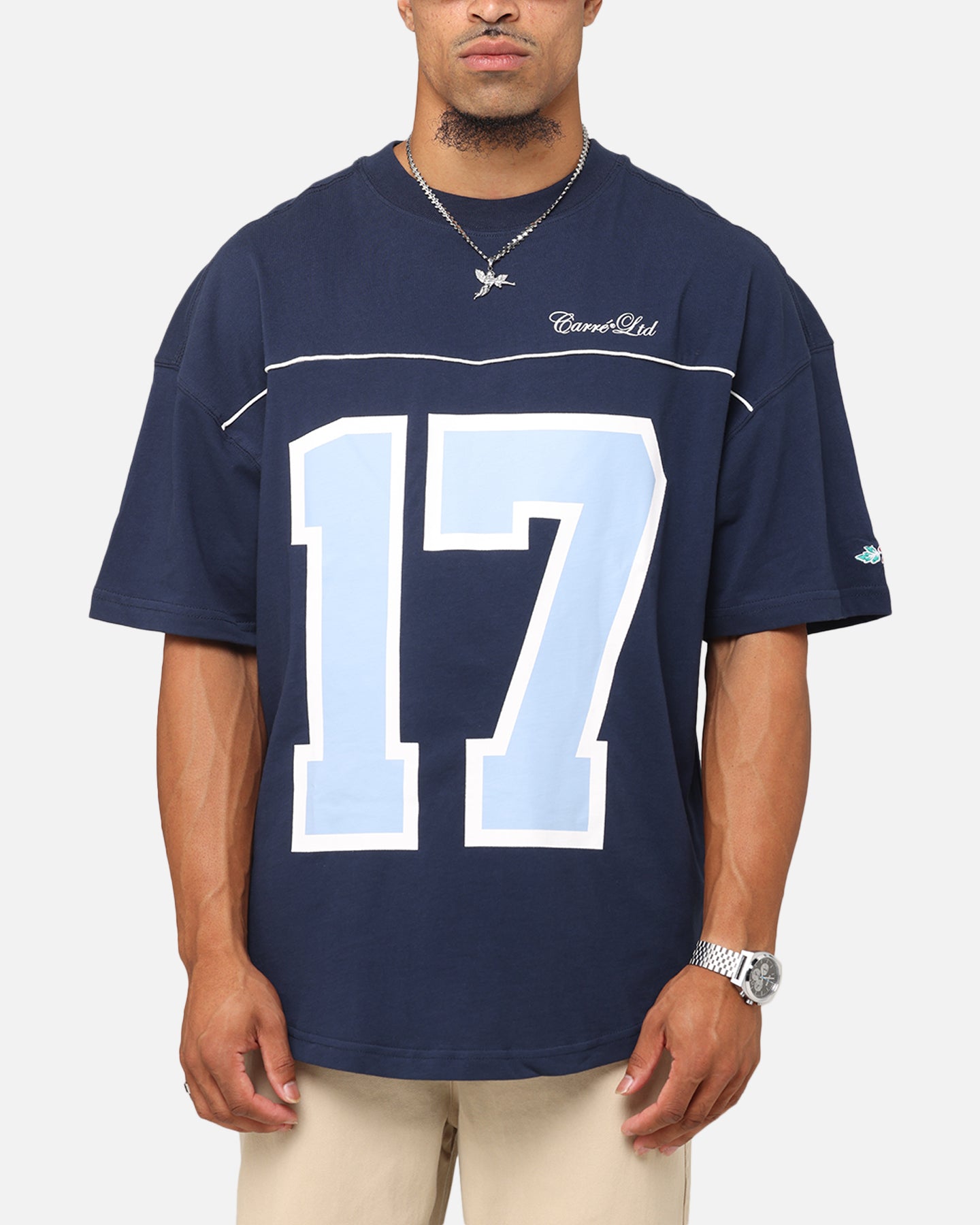 Carre Hitta Grid Iron Navy/Light Blue T-Shirt - Redefine Your Casual Style