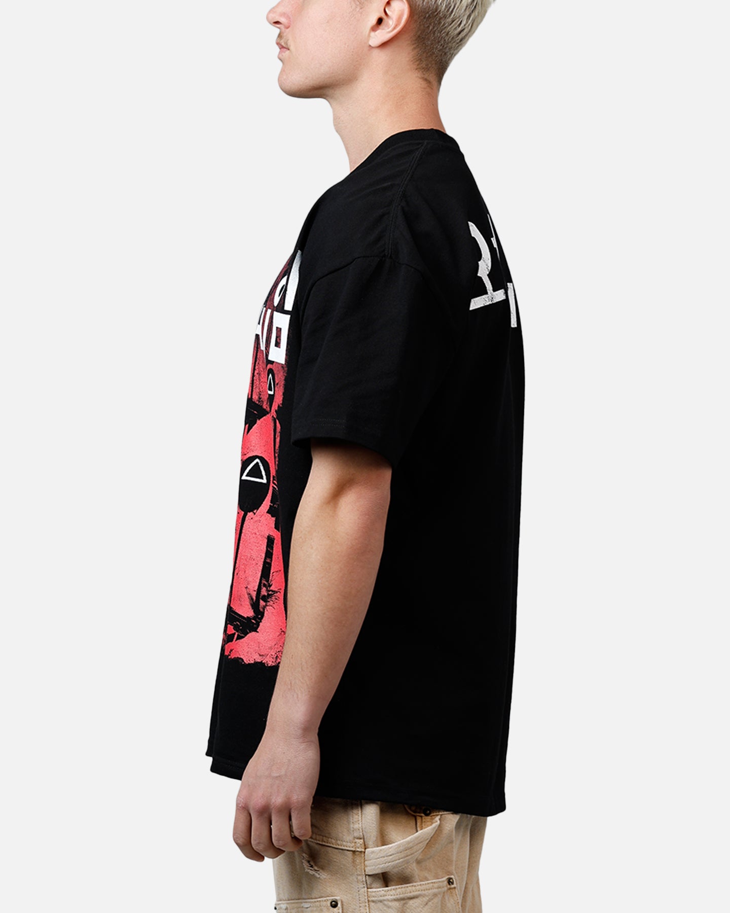Unleash Your Inner Squid Game Style with the Goat Crew Masked Men T-Shirt in Black